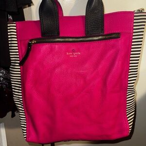 Kate Spade Fuchsia and Black Striped Backpack